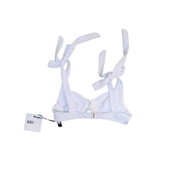 Beach Riot Blair Ribbed Underwire Tie Shoulder Bikini Top White Size Large - Picture 2 of 4